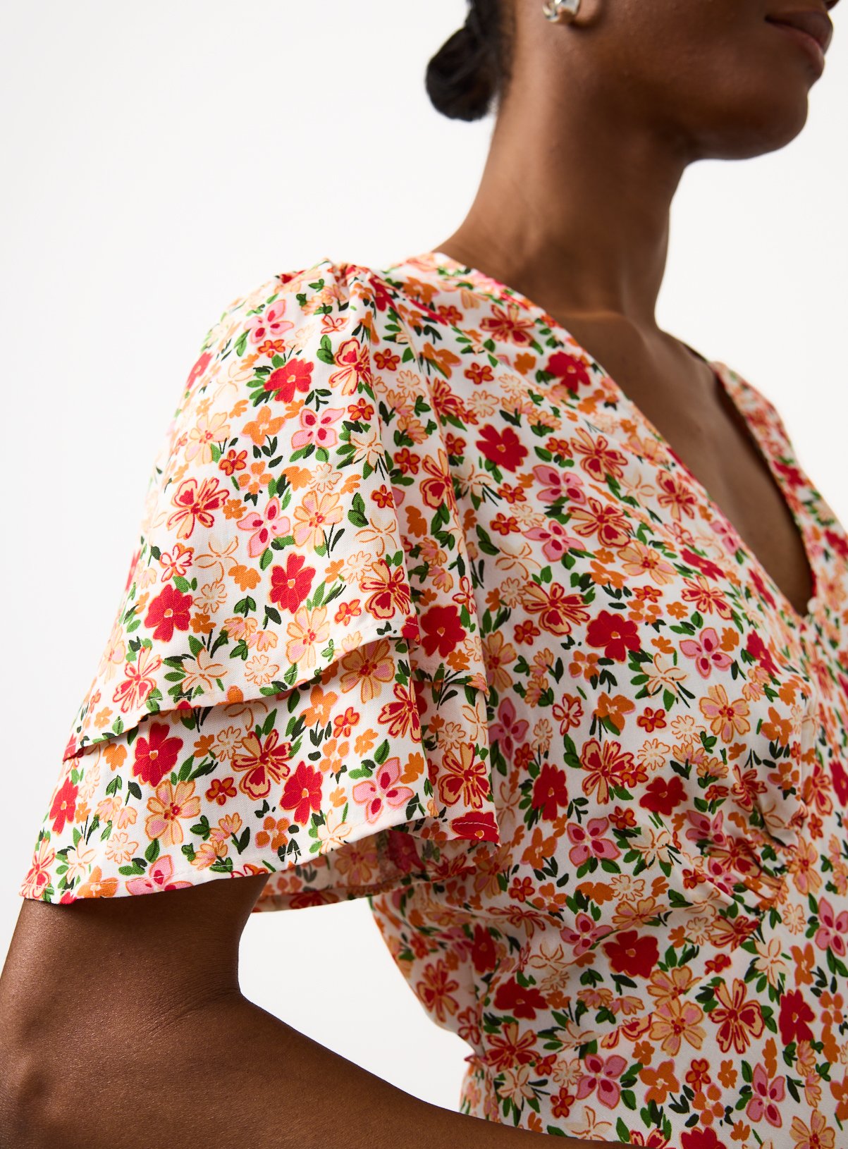 Orange Floral Print Midaxi Tea Dress 12 - Image 3 thumbnail